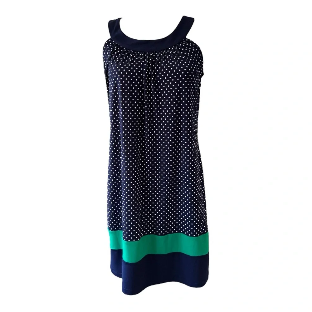 Sweet Storm Sleeveless Blue White Green Dress Juniors Large Excellent Condition - Picture 1 of 9